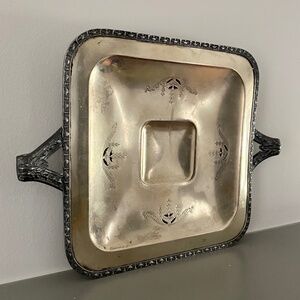 Vintage Victorian Silverplate Tray. Square Server. Kitchen, Dining. 10 by 10